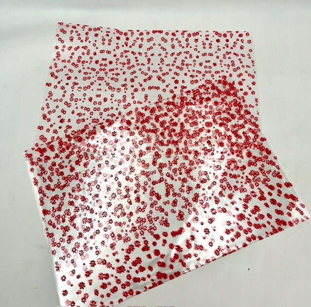 cellophane bag 25x35cm red flowers 25pcs | N8