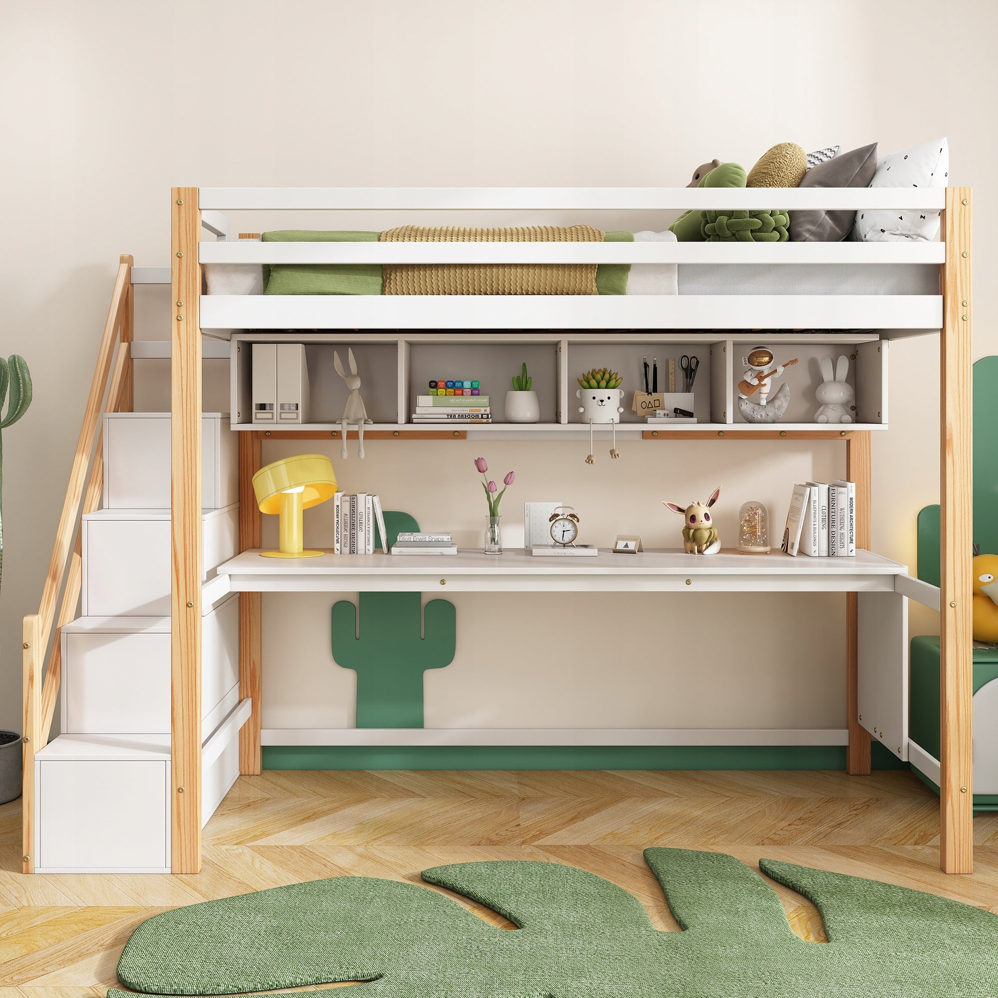 child loft bed bunk bed Stairs with storage 90*200cm shelf Brand Arhatreya