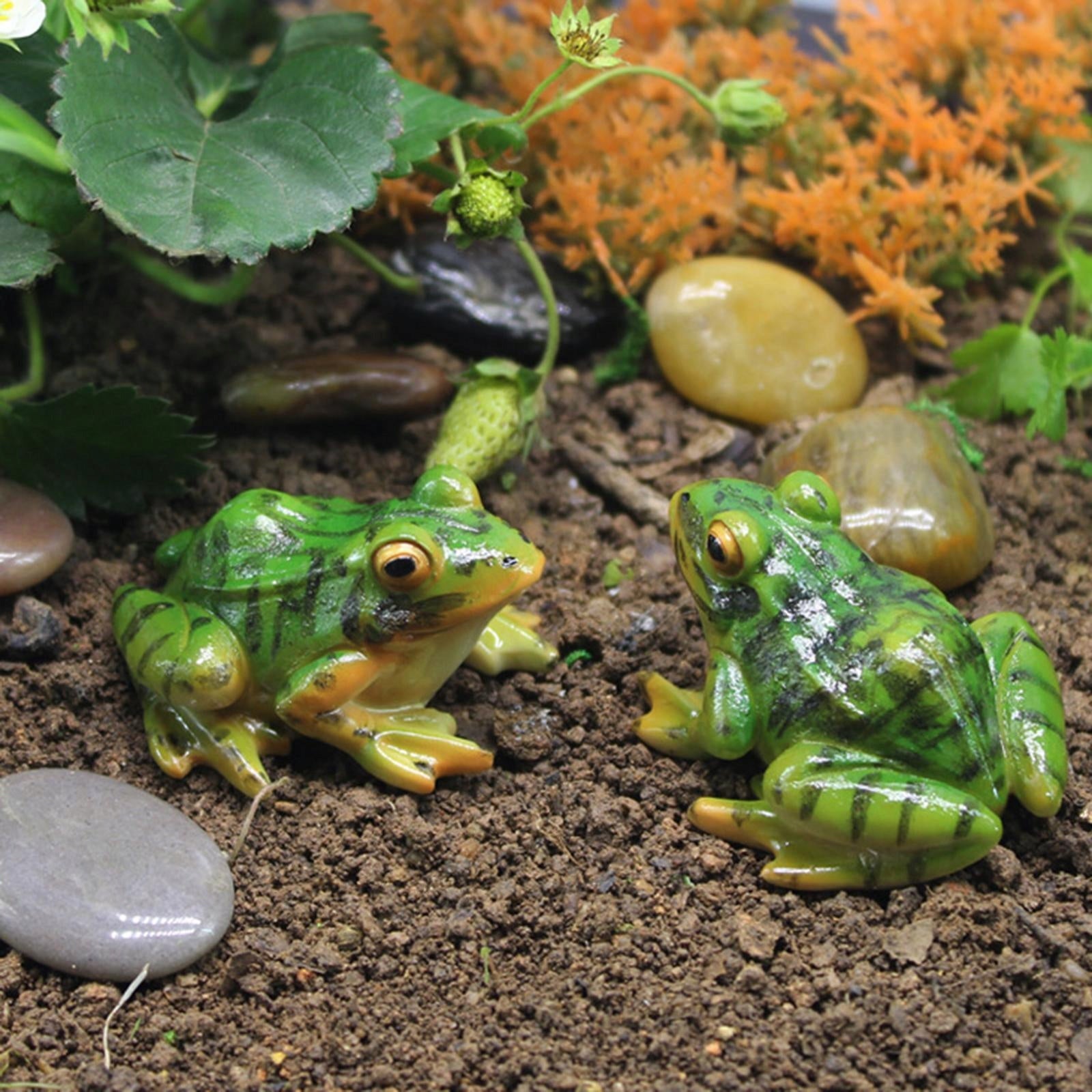 PETSOLA Garden Ornaments Animals Simulation Frog Decor for Home Outdoor