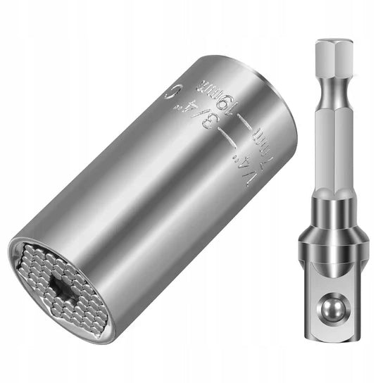 Universalus galvutės raktas 7–19 mm su adapteriu