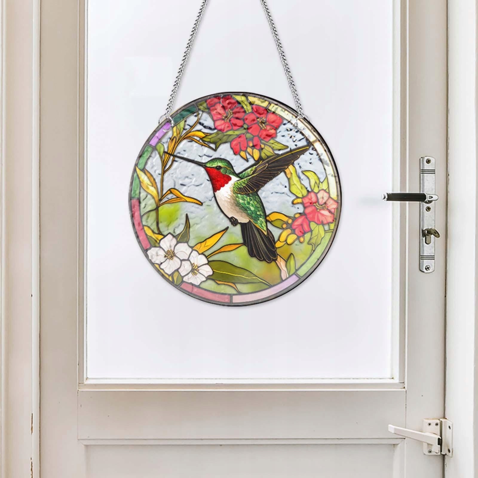Stained Glass Window Hanging Decor Bird Hanging Ornament for Door Style D