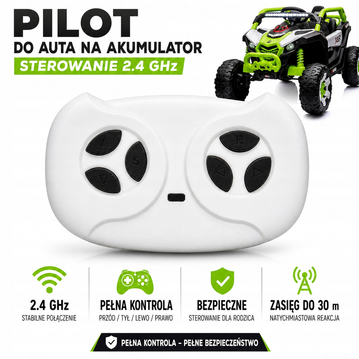 4x4 Buggy Battery Car for Kids + Remote Control | EVA Wheels | LED | MP3
