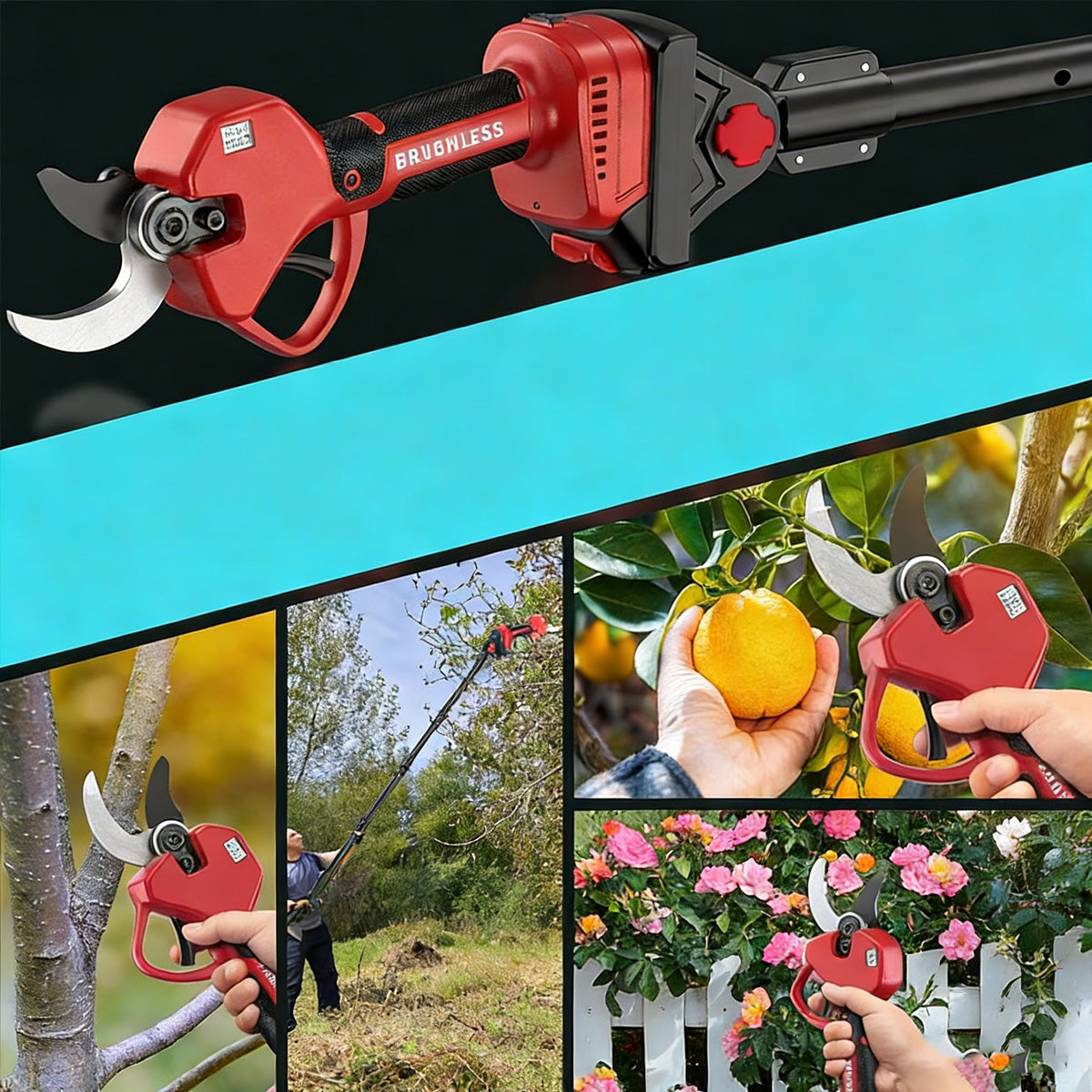 Genėjimo žirklių MEGA rinkinys 2in1, 2,3 m, 21V, 2 akumuliatoriai ir įkroviklis