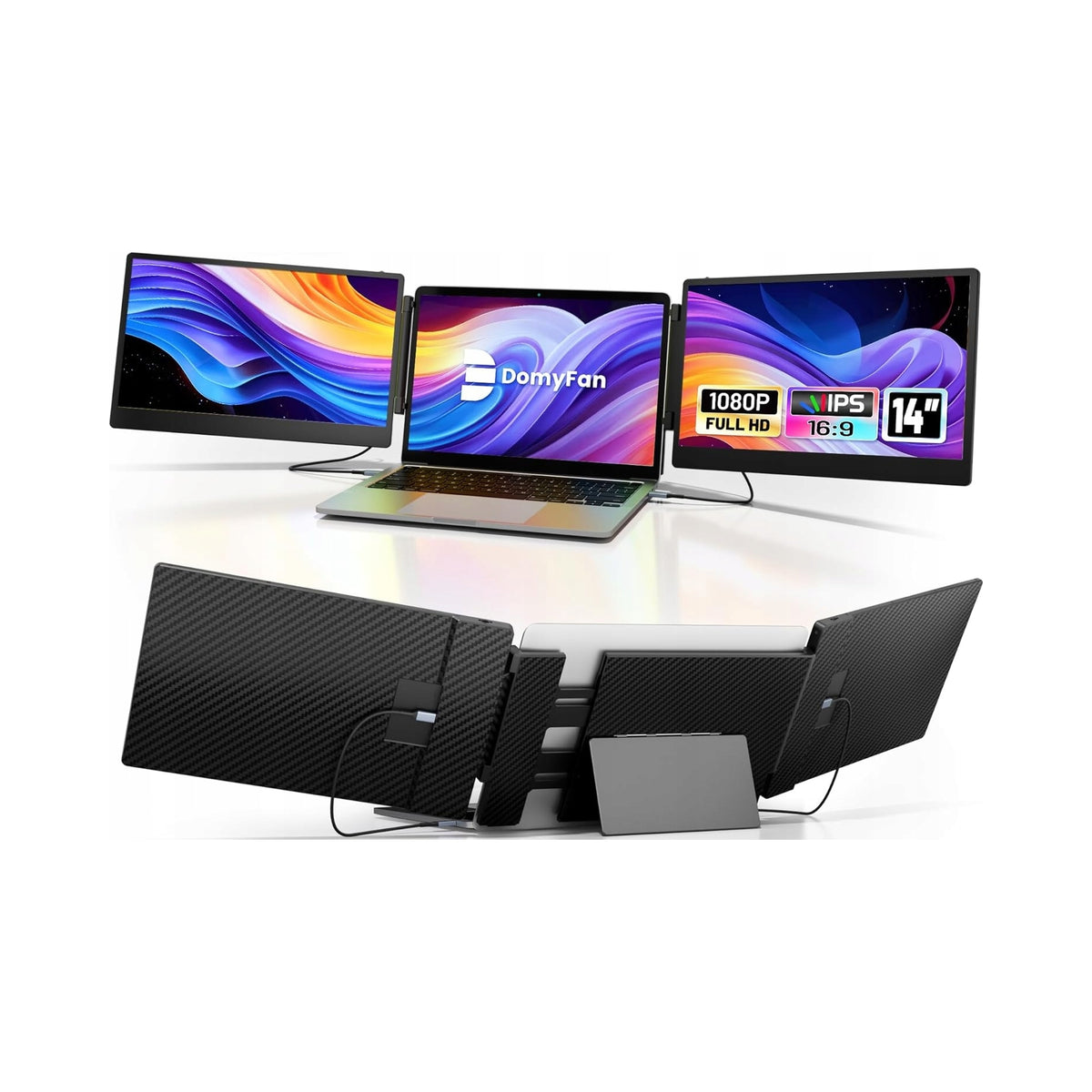 domyfan S3 Portable 14" Laptop Monitor Triple Screen 1080P M3228