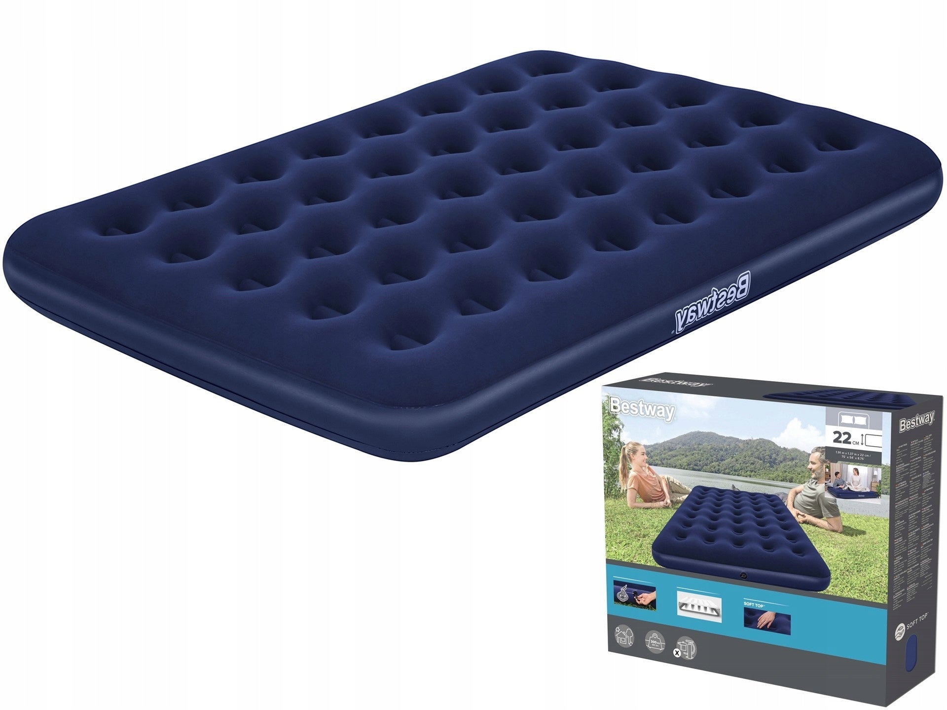 double inflatable mattress for sleeping BESTWAY 191/137/22 cm INFLATABLE BED