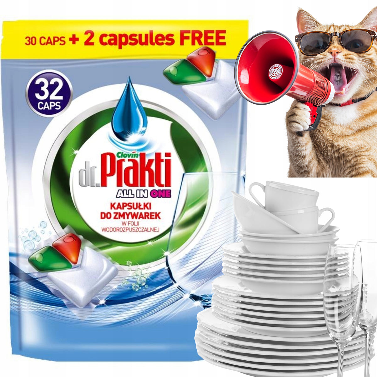 dr.Prakti All in One Gel Powder Dishwasher Capsules 32 Pieces