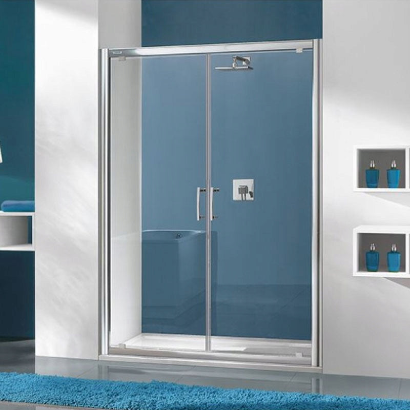 Duschtür zur Nische Sanplast TX DD/TX5b 90er Jahre, Profil silber glänzend, transparentes Glas W0 