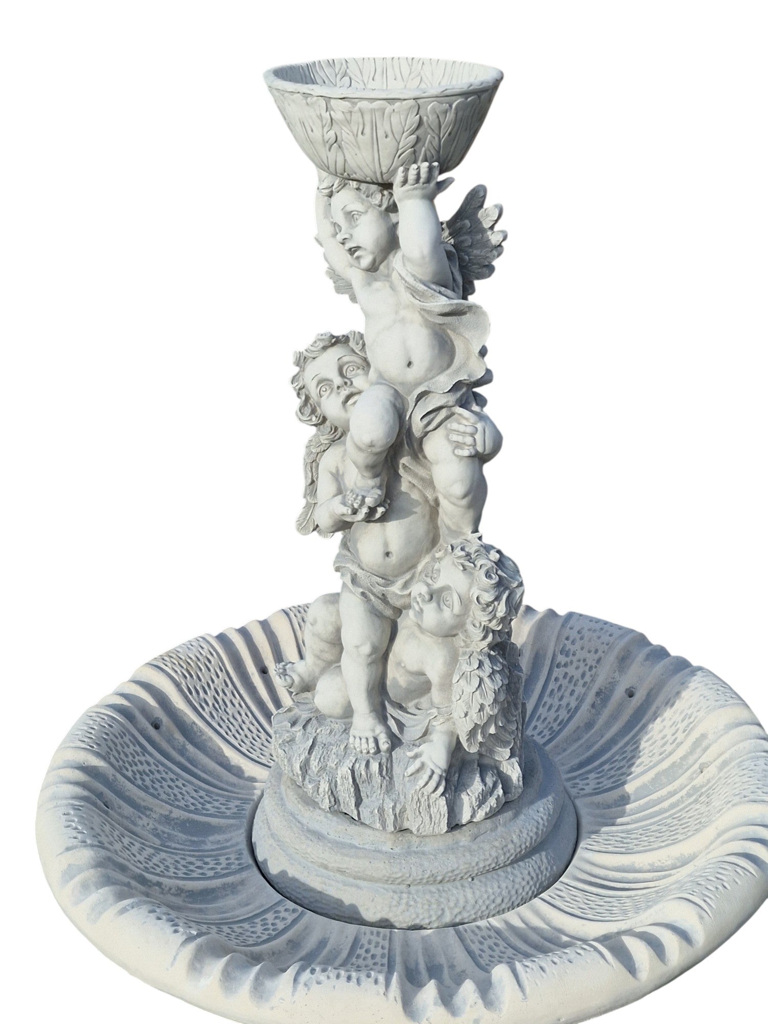 Two-level fountain Adda Pool with Amorki Bottom White cement figure