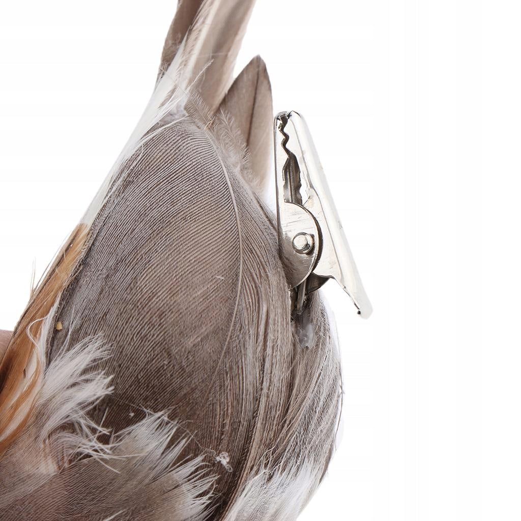 12x Artificial Birds Feathered Realistic Sparrow Home Garden