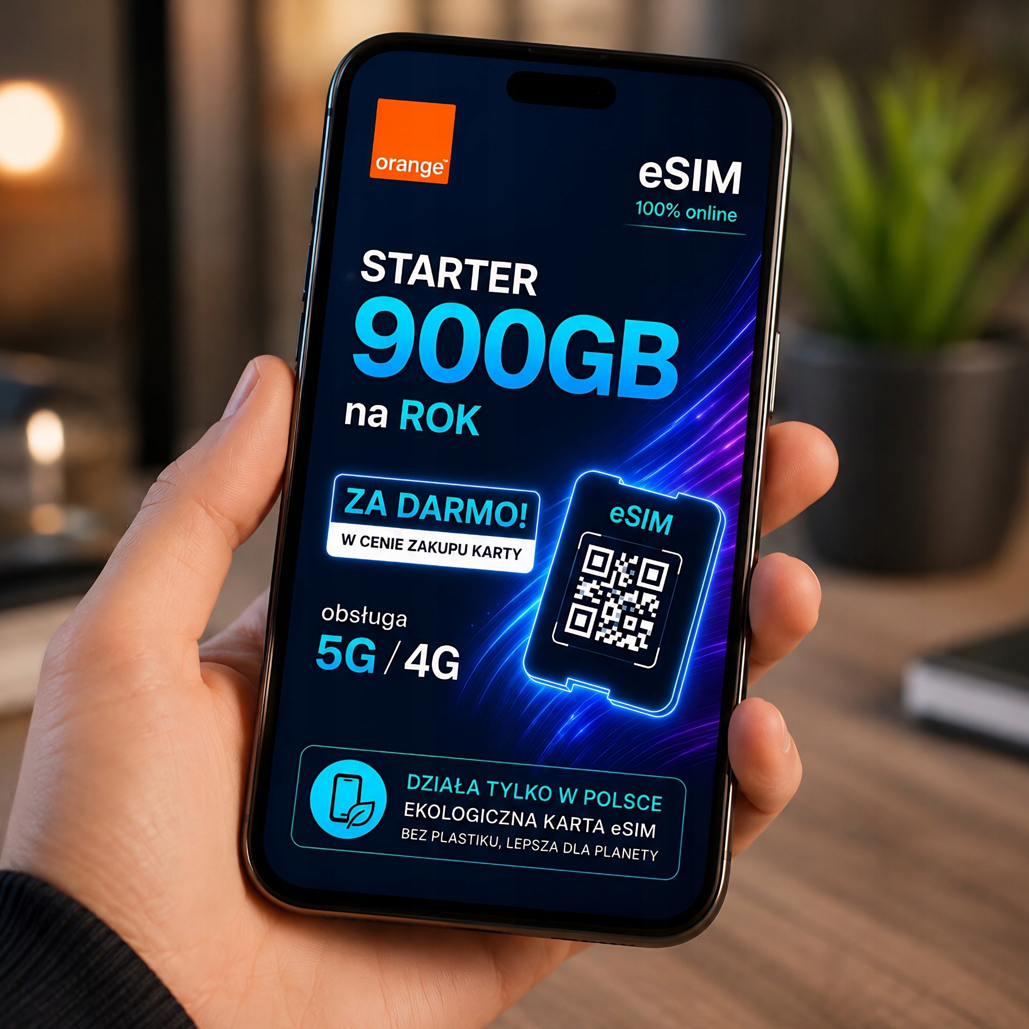 eSIM Card Internet Mobile Orange LTE 4G 5G 900GB for YEAR 397 days STARTER Operator Orange