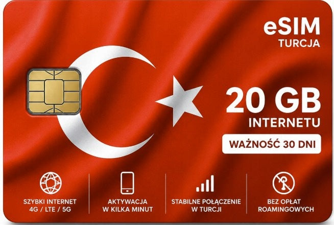 eSIM Turkey Card - 20 GB / 30 days TURKEY 30 days internet