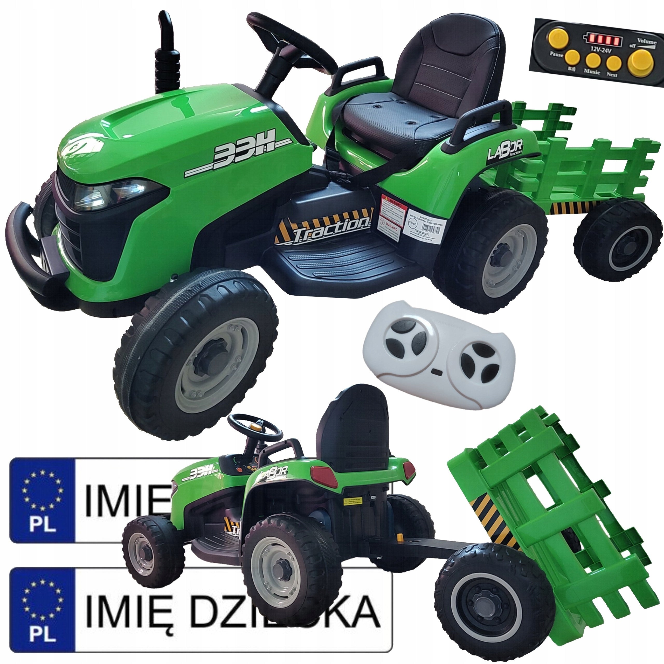 electric tractor 2engines 12V with trailer PILOT wheel EVA leather