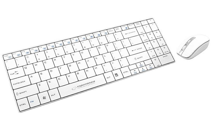 elegant white wireless keyboard + mouse