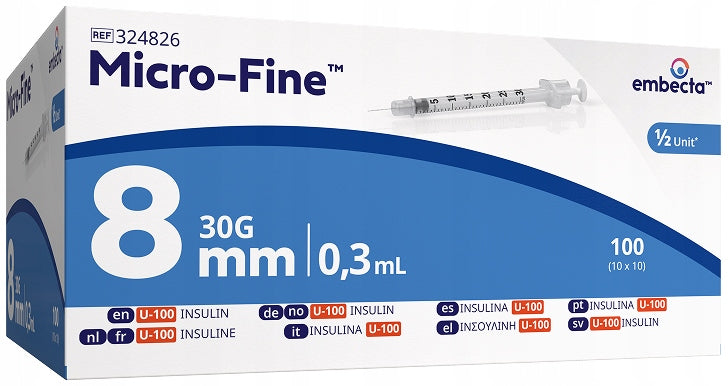 embecta Micro-Fine U-100 0,3ml 30G 0,30 x 8mm 100pcs Packaging status original
