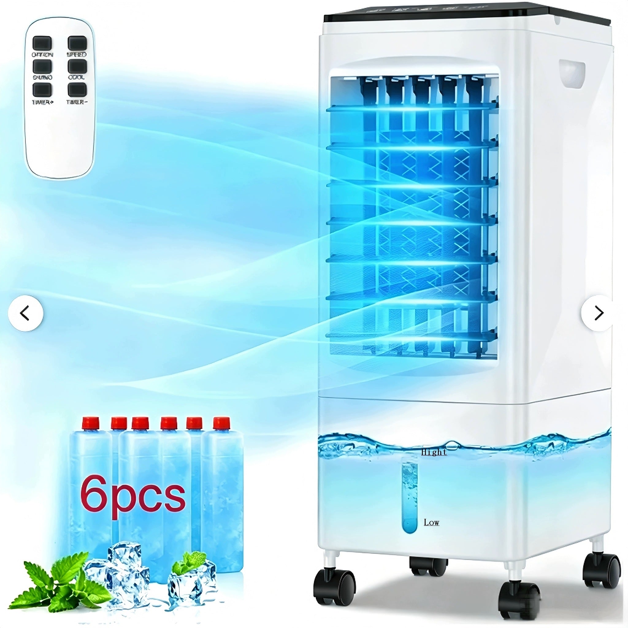 energy-saving cooling fan; 10L water tank + 6 ice packs,air cooler.