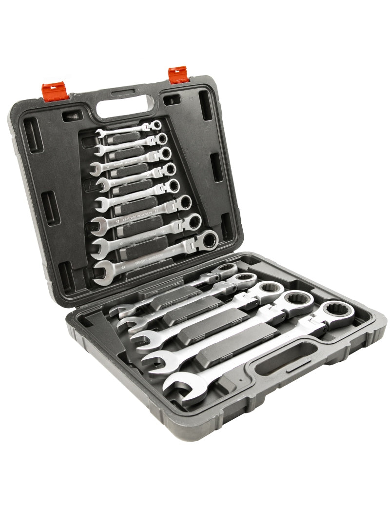 Raktų rinkinys su terkšle, 8–32 mm, 13 vnt., juodi