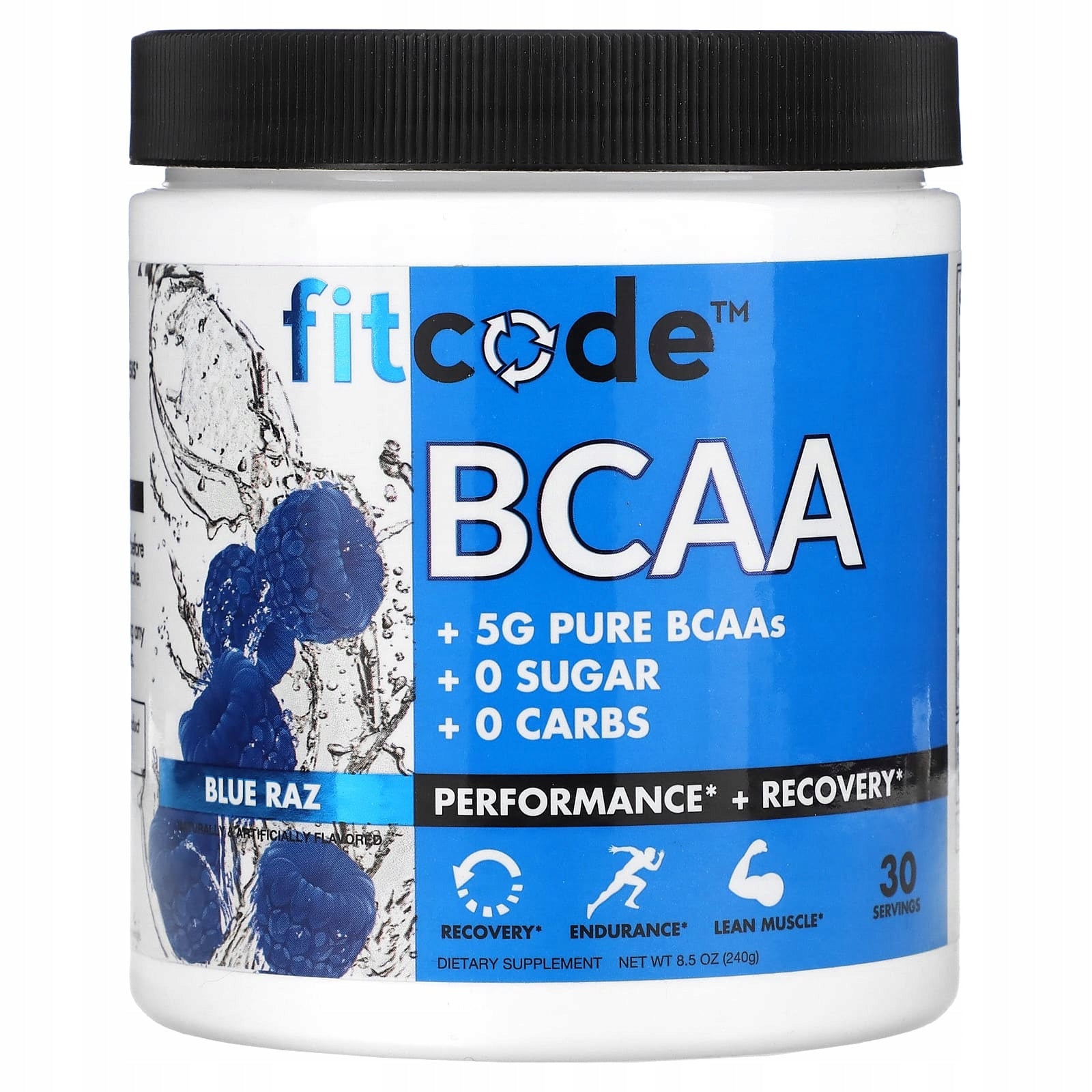 fitcode, BCAA, blue raspberry, 240 g