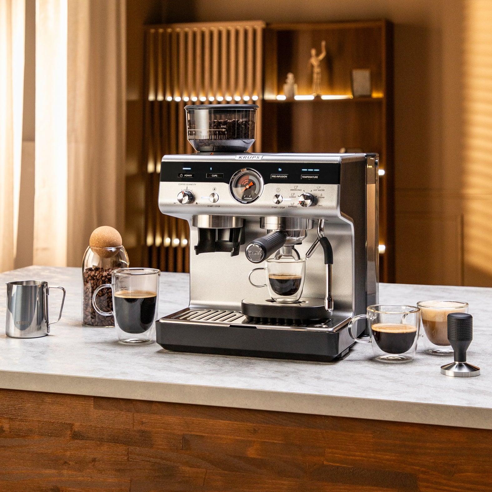 flask coffee maker with grinder KRUPS Precision+ XP804T 15 bar Manufacturer code XP804T10