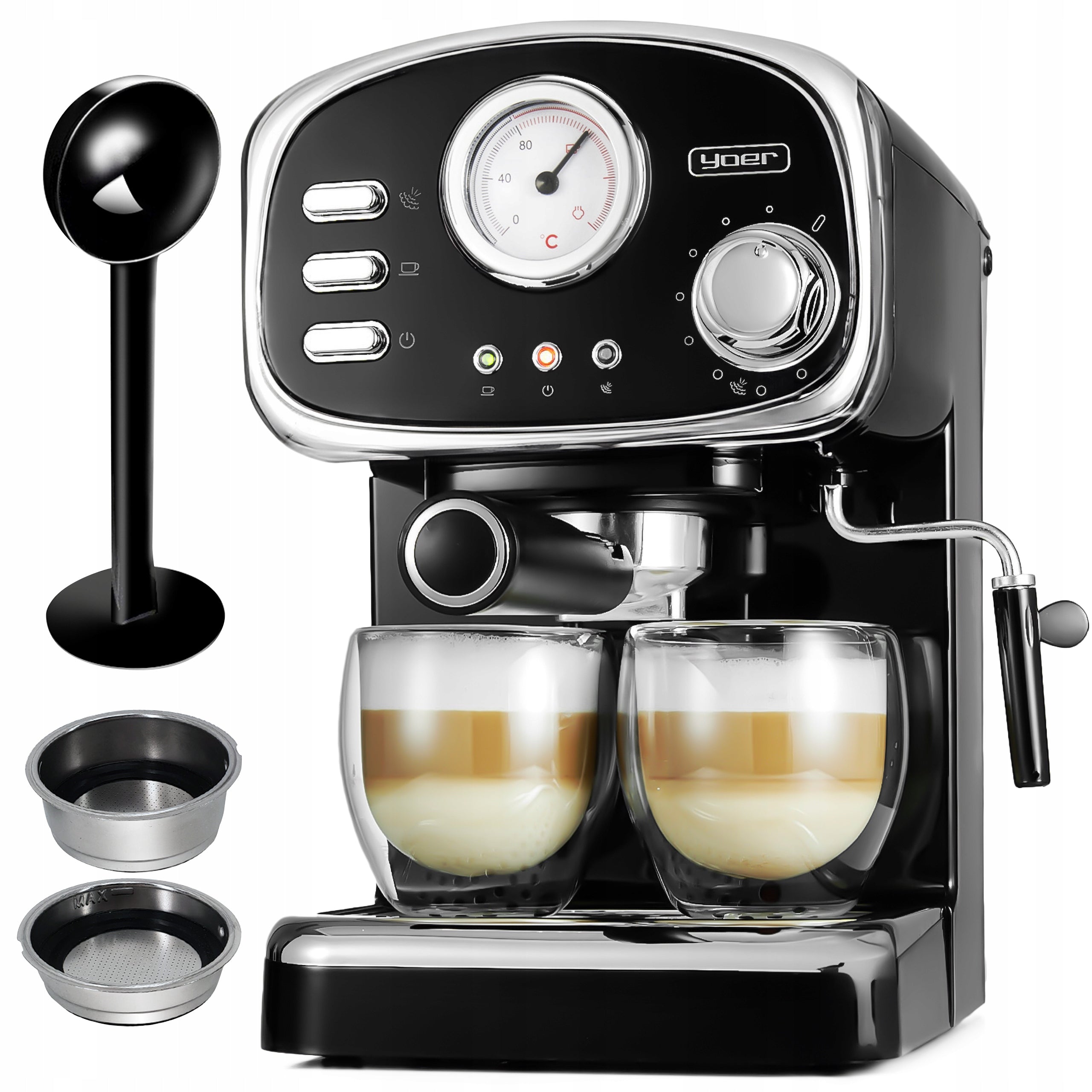 flask maker Yoer Breve EM01BK 20 bar 1100W milk frother