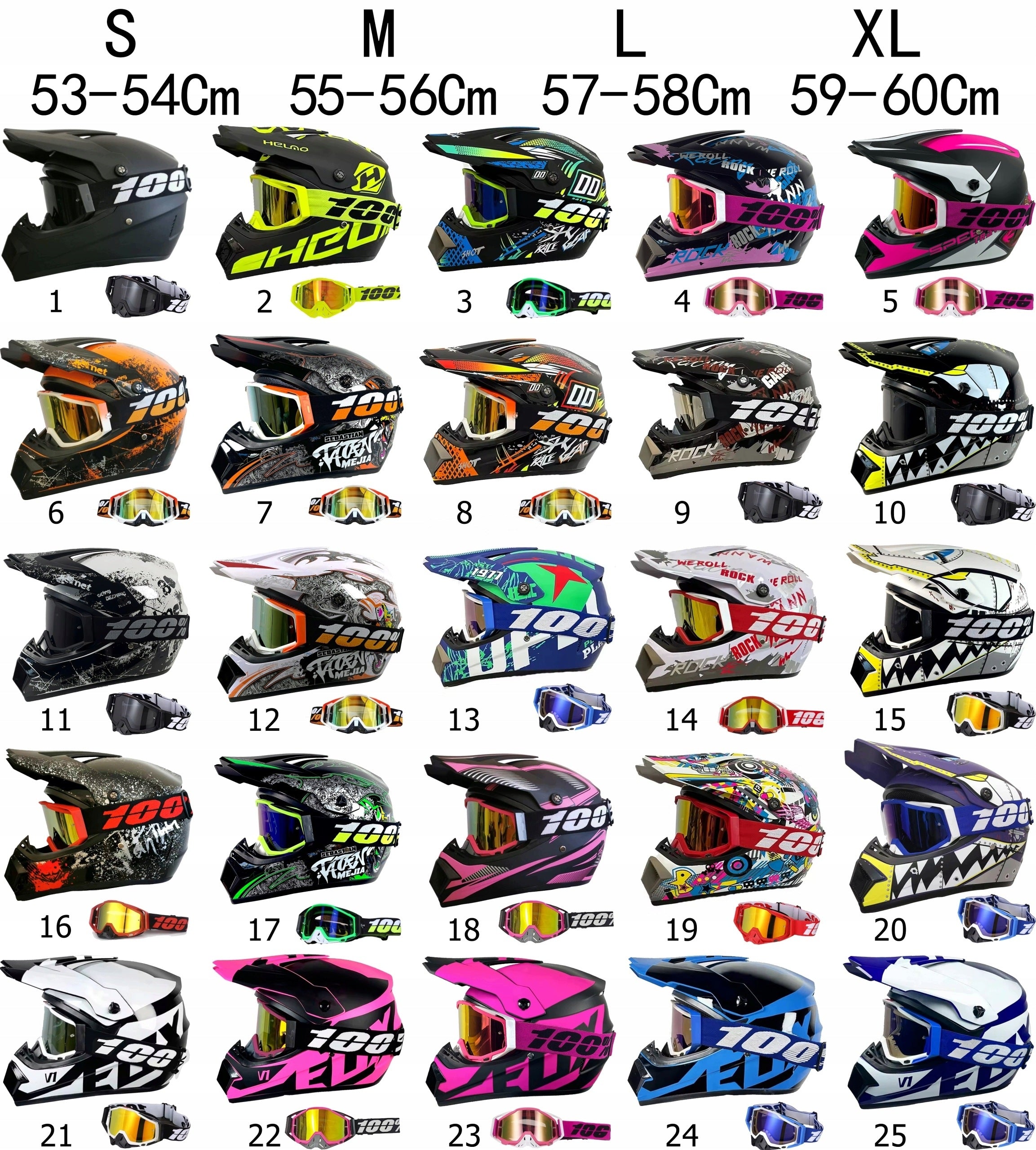 fullface helmet for Cross / Enduro / Motorcycle / Scooter / Bikes S 53-54 cm Size S
