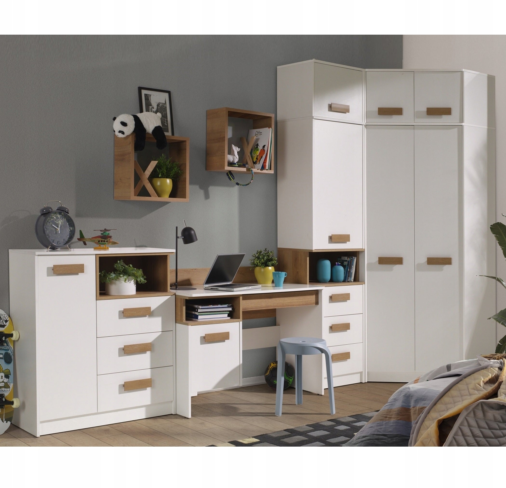 furniture youth desk children white +oak with drawer cabinet shelf Grant 02 EAN (GTIN) 5905072870023