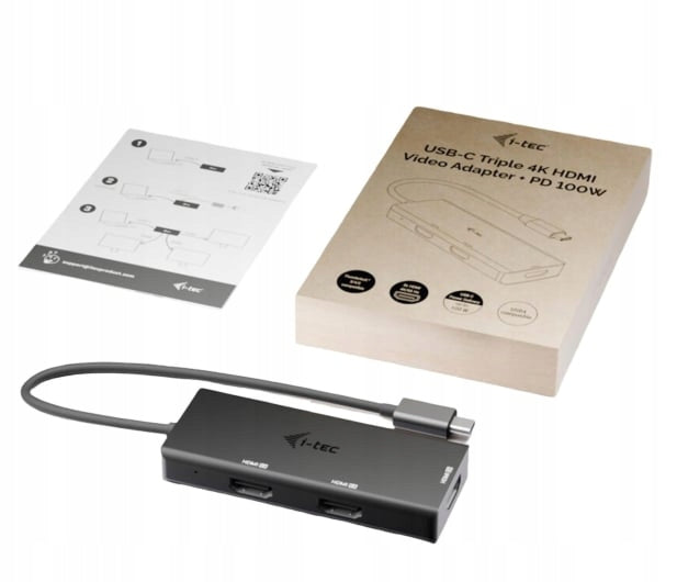 i-tec USB-C Triple 4K HDMI Video Adapter with 100W PD Product weight with unit packaging 0.085 kg