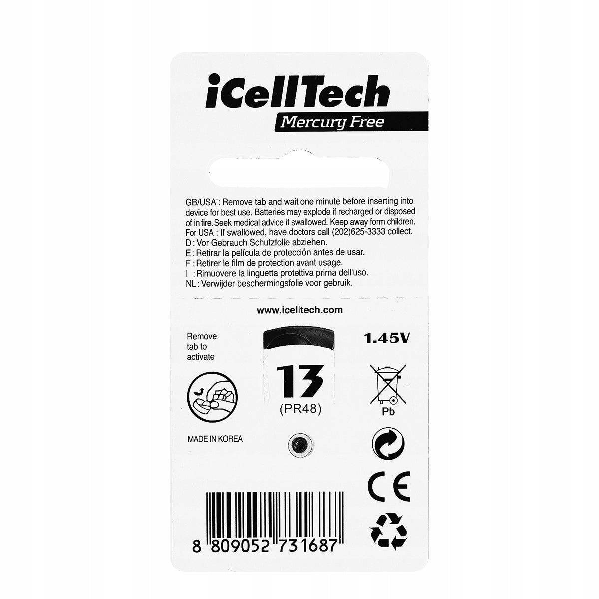 iCellTech batteries "13" - 60 pcs. EAN (GTIN) 8809052730062