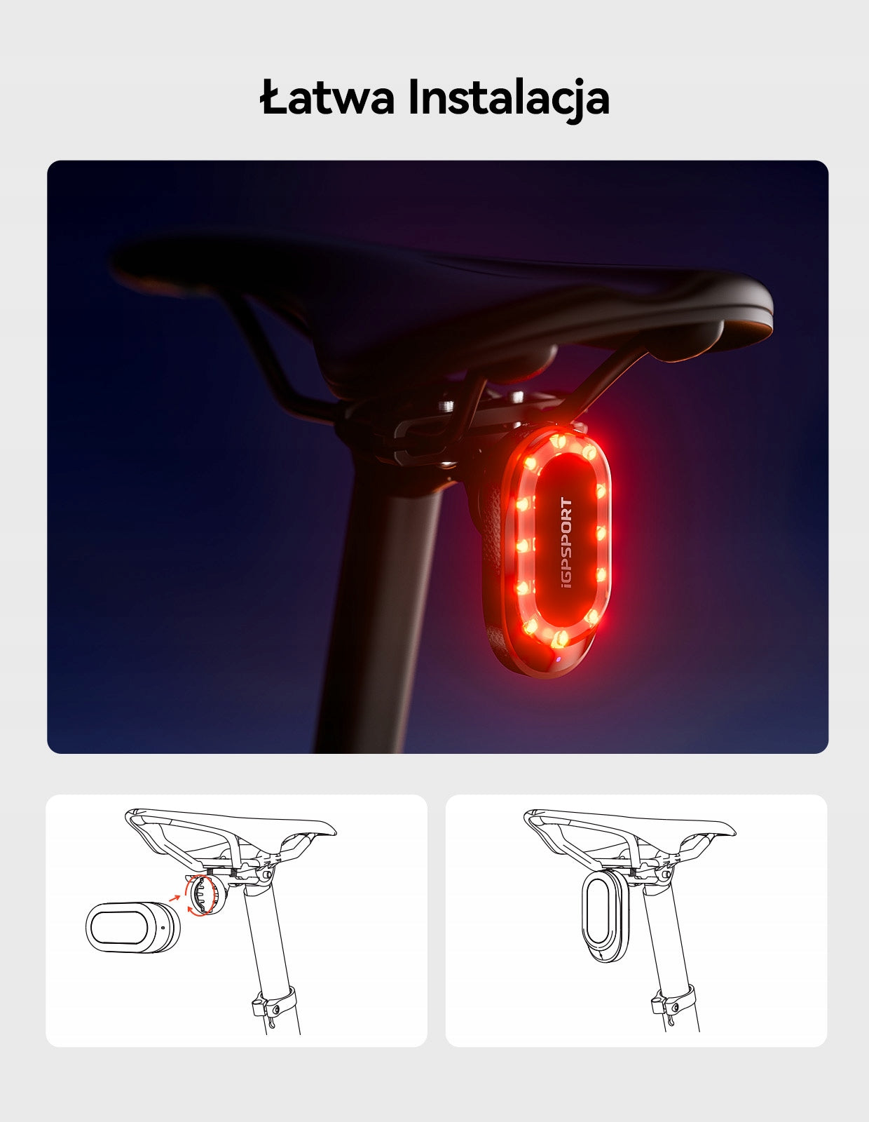 iGPSPORT SRmini Rear Bike Radar Light, Visibility up to 1.2 km Color black