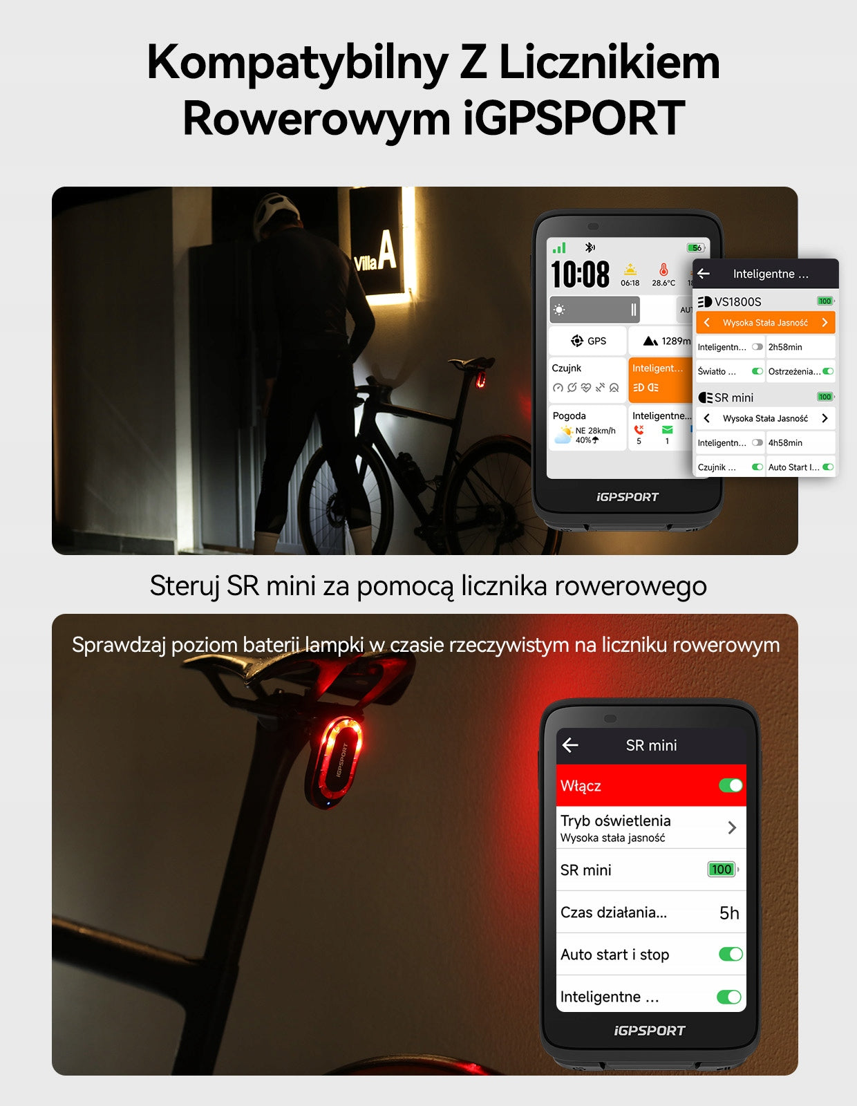 iGPSPORT SRmini Rear Bike Radar Light, Visibility up to 1.2 km Light beam 30 lm