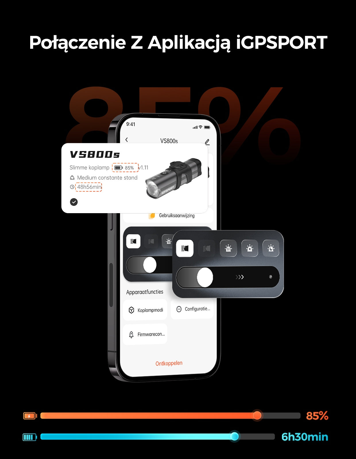 iGPSPORT VS800S Front Bike Light 800lm, 4000mAh Battery Packaging status original