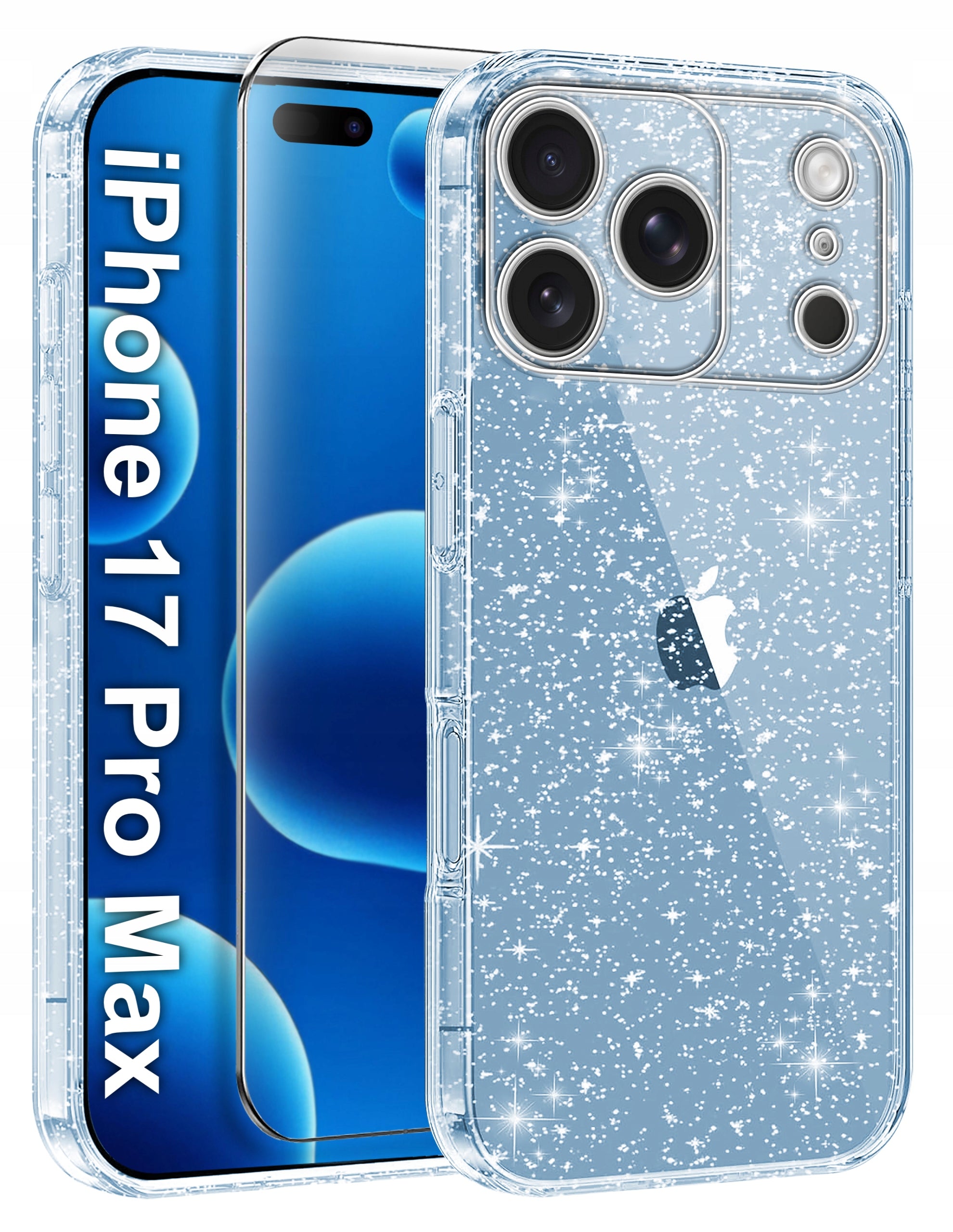 iPhone 17 Pro Max CASE CLEAR GLITTER GLOSSY SHIMMERING + GLASS