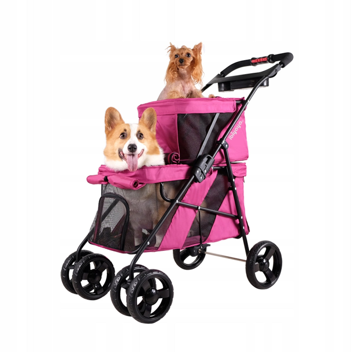 ibiyaya trolley Double Decker Pet Bus red violet Color pink