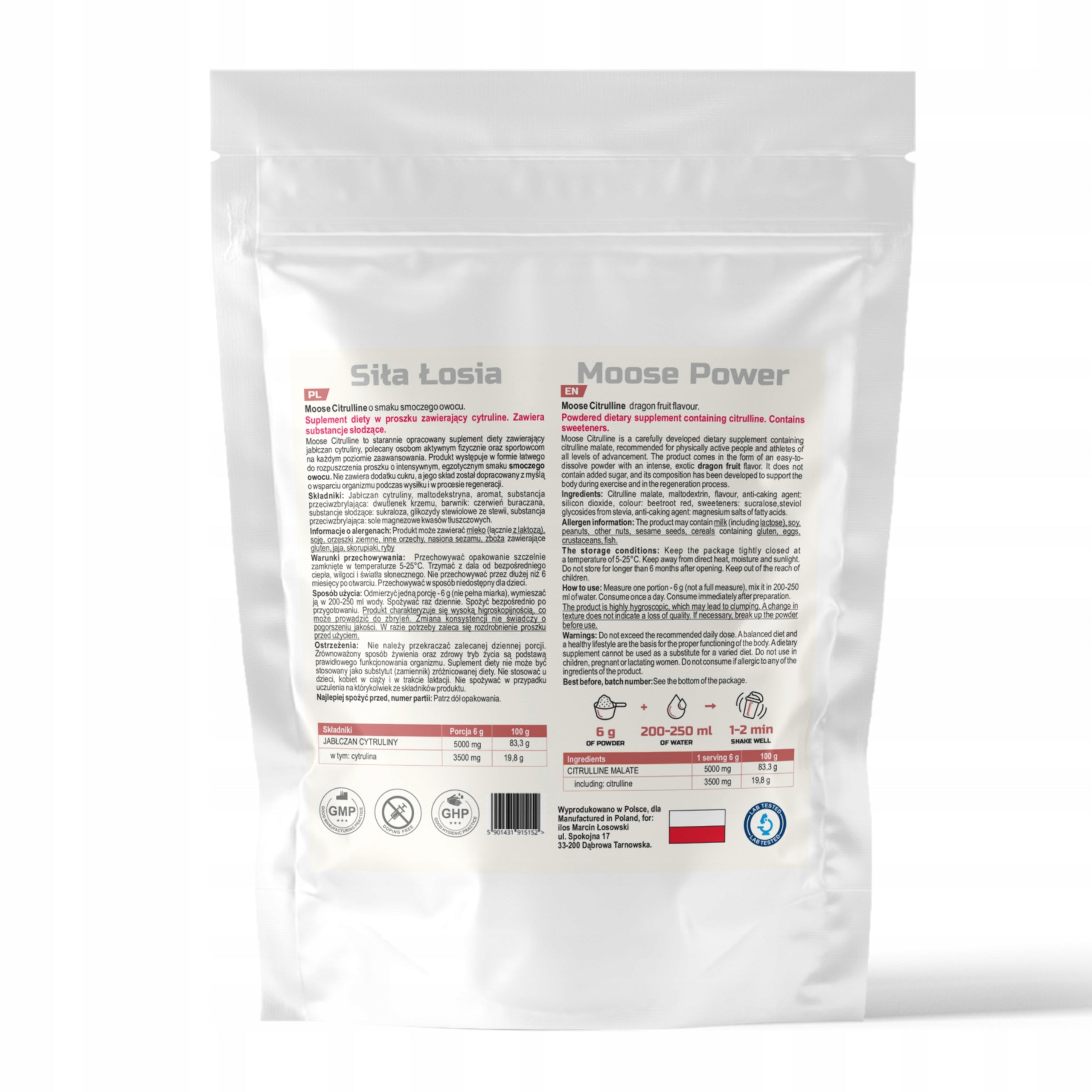 ilos MOOSE CITRULLINE 500g 0,5 kg DRAGON FRUIT Packaging status original