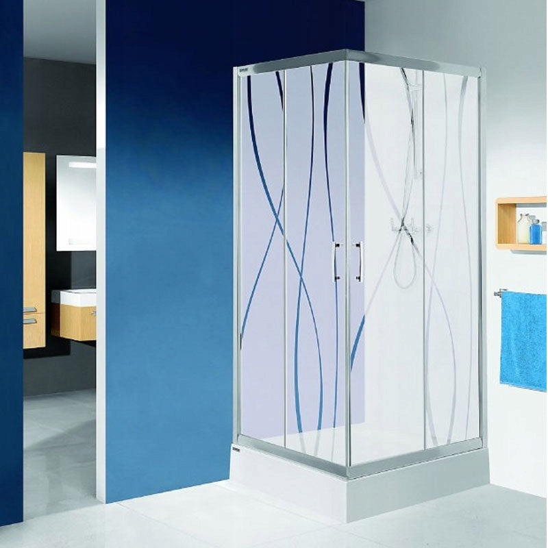 Kampinė dušo kabina Sanplast TX KN/TX5b 90x120s, profilis blizgantis sidabrinis, skaidrus stiklas W0