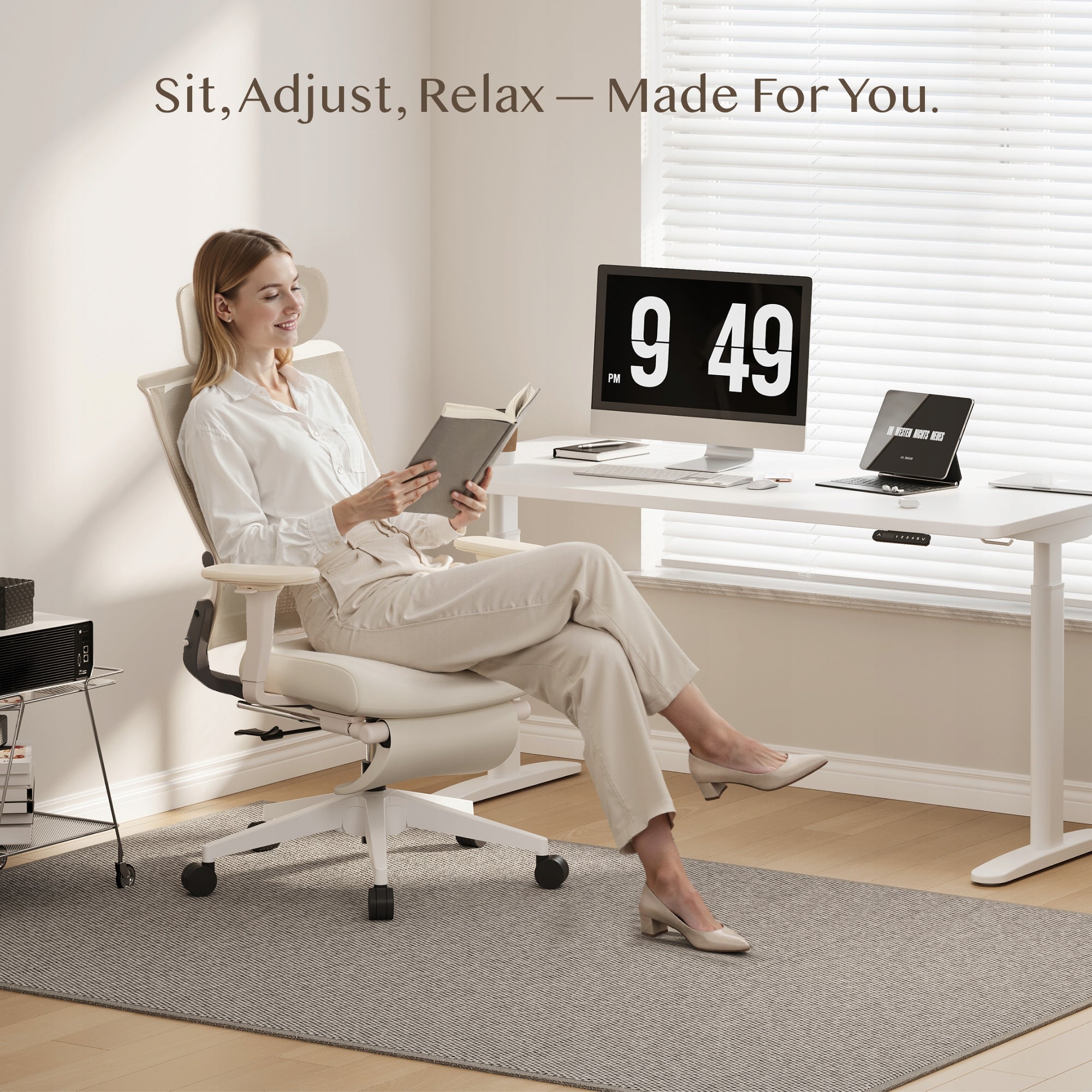 krzeslo biurowe ergonomiczne FLEXISPOT Foldex składane podnóżek siatka TÜV Manufacturer code YZ362