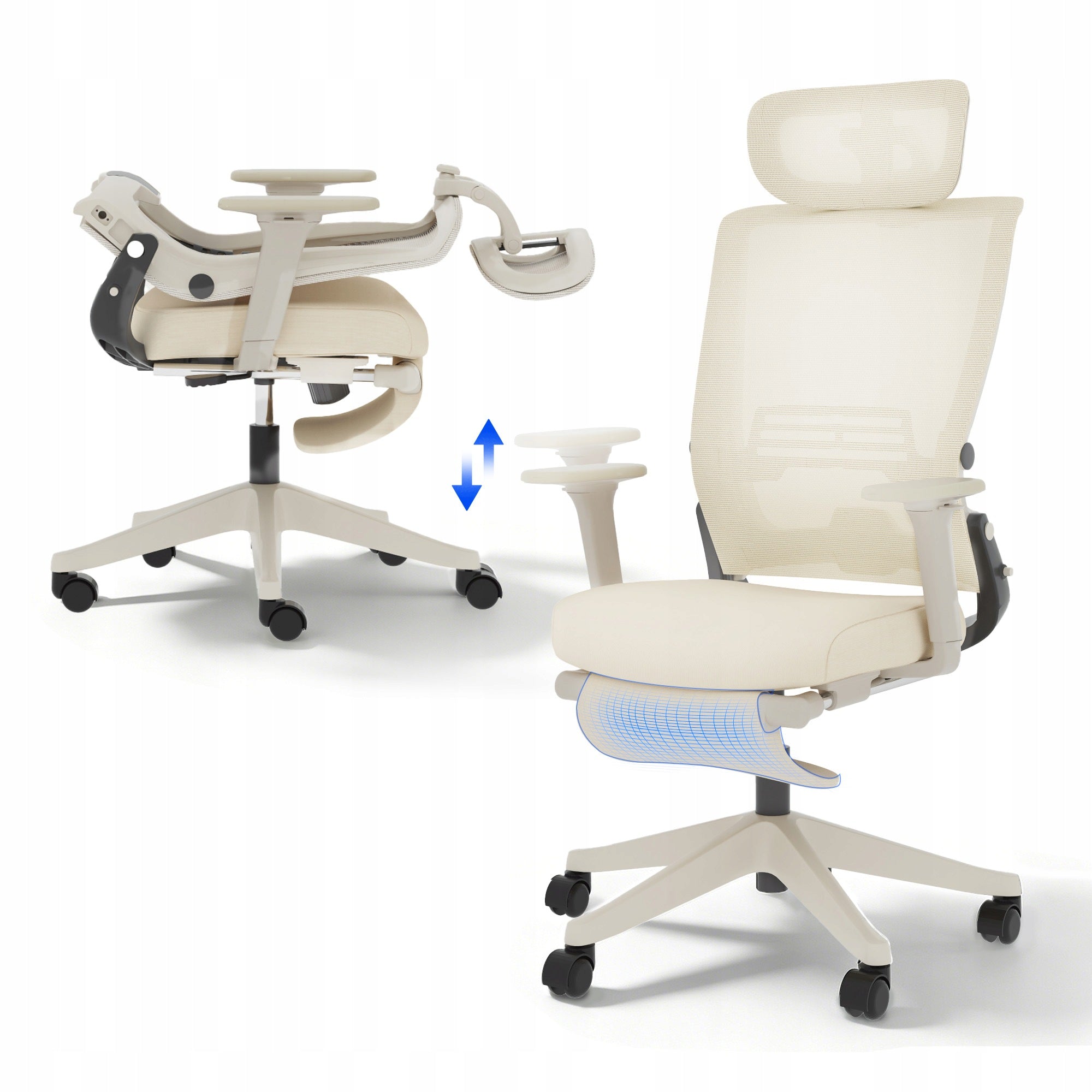 krzeslo biurowe ergonomiczne FLEXISPOT Foldex składane podnóżek siatka TÜV