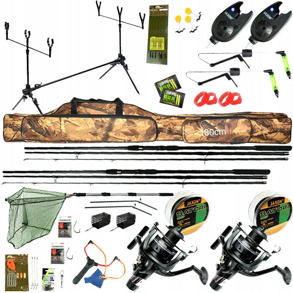 large Fishing Carp Set JAXON 2x FISHING ROD 2x Reel for GIFT Z10