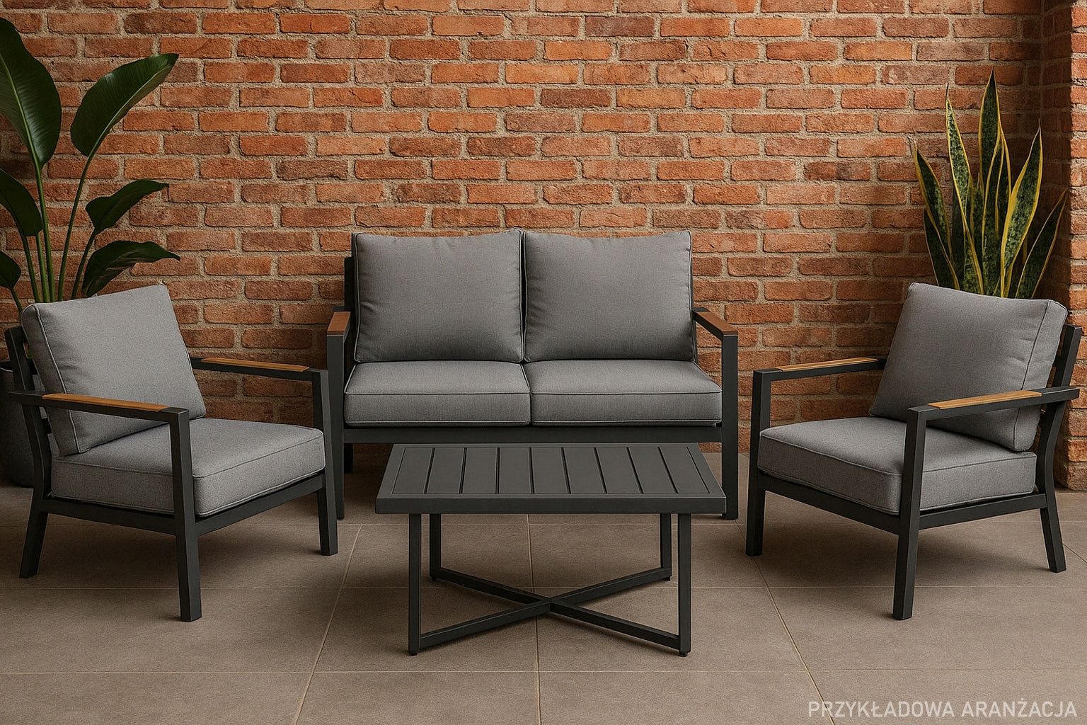 lightweight and durable GARDEN FURNITURE aluminum SOFA + 2 ARMCHAIRS + TABLE Manufacturer Ramiz