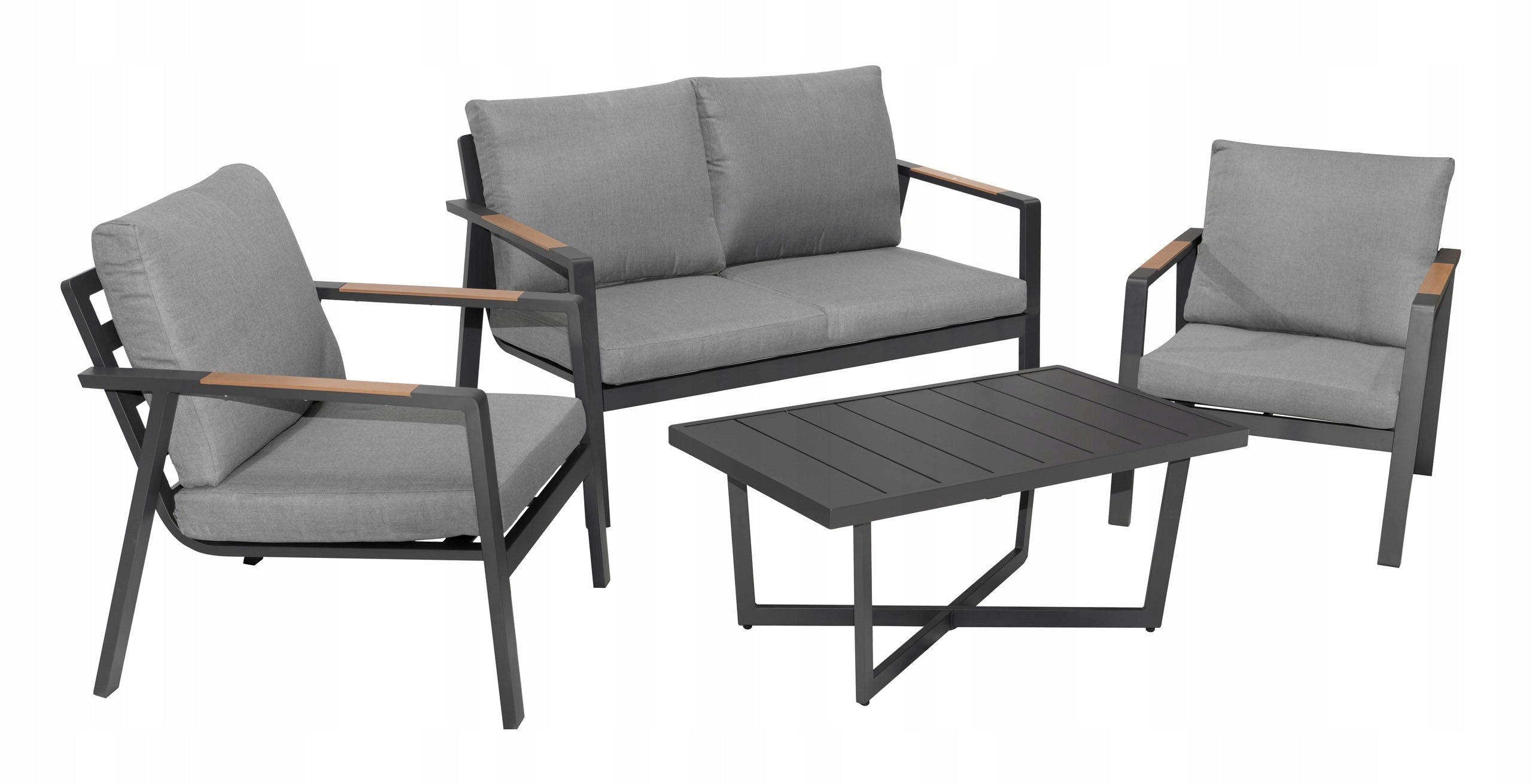 lightweight and durable GARDEN FURNITURE aluminum SOFA + 2 ARMCHAIRS + TABLE Manufacturer code 201458