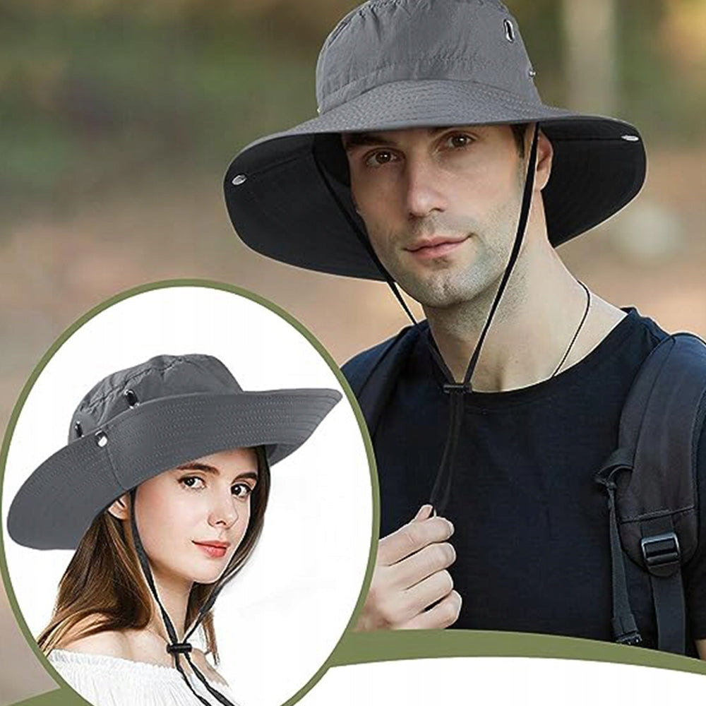 men's sun hat wide brim grey , fishing hat Size (head circumference in cm) universal
