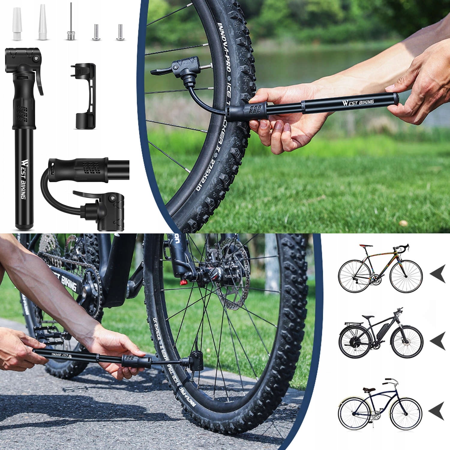mini hand bicycle pump light with ball holder aluminium 100psi Manufacturer code 6979905253986