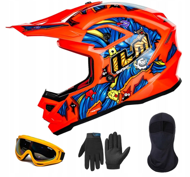 motorcycle helmet with glasses, mask, gloves model Z705