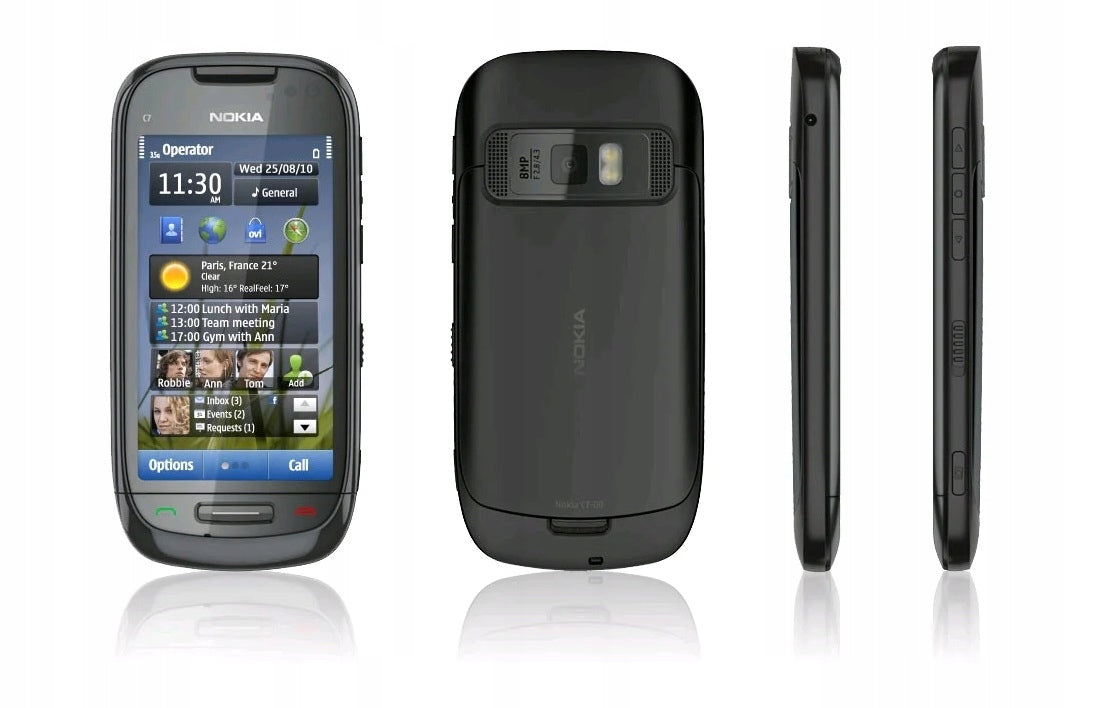 new ( 100% ORIGINAL ) NOKIA C7-00 ( BLACK ) GPS 256MB/1GB NFC Headphones included no