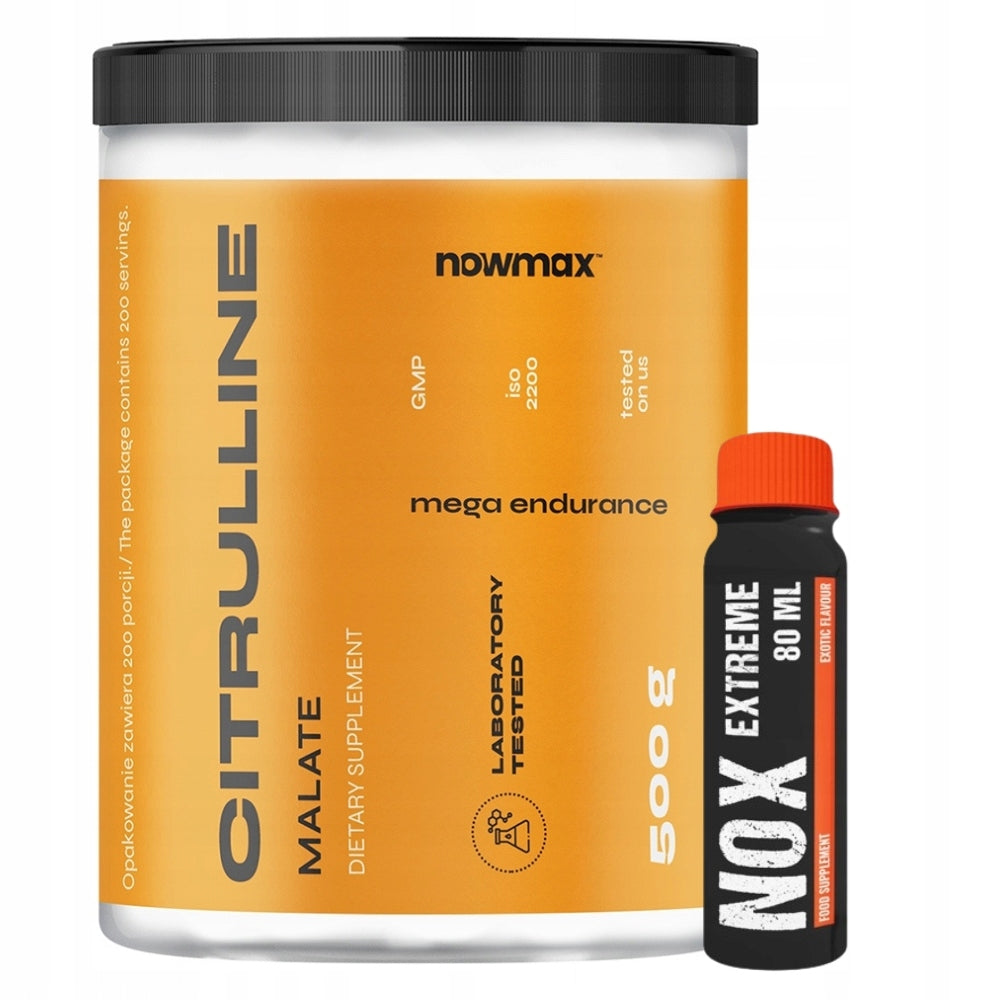nowmax CITRULLINE MALATE 500 g CITRULLINE MALATE AMINO ACIDS STRENGTH + SHOT Expiration date at least six months from the date of purchase