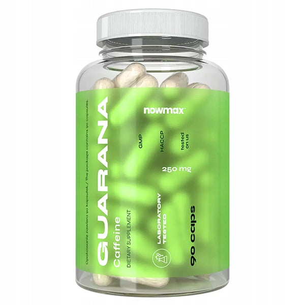 nowmax GUARANA CAFFEINE 90 kaps STIMULATION ENERGY STRENGTH FATIGUE Expiration date at least six months from the date of purchase