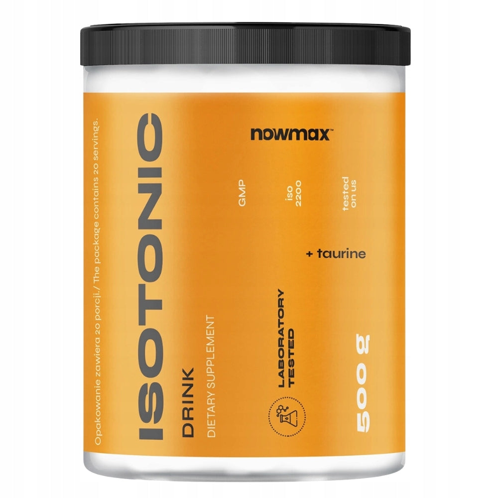 nowmax ISOTONIC DRINK 500 g ISOTONIC POWDER ENERGY STRENGTH EFFICIENCY STRENGTH Packaging status original