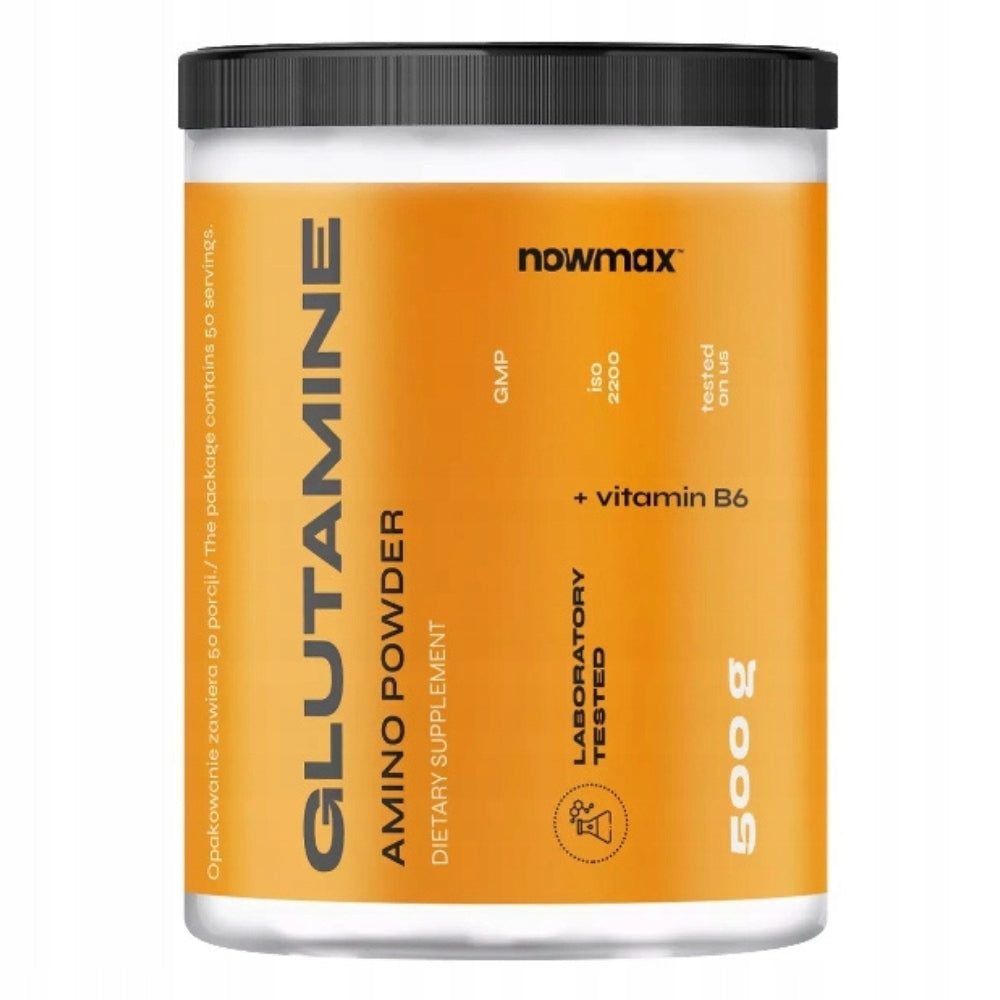 nowmax L-GLUTAMINE 500 g – AMINO ACID MUSCLE REGENERATION WITH VITAMIN B6 Expiration date at least six months from the date of purchase