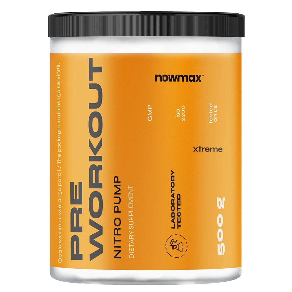 nowmax PRE WORKOUT EXTREME PUMP 500 g STRENGTH PRE-WORKOUT ENERGY Expiration date at least six months from the date of purchase