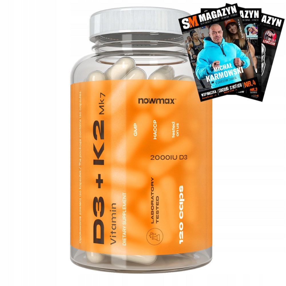 nowmax VITAMIN D3 2000IU K2 MK7 50 mcg 120 KAPS BONE RESISTANCE MUSCLE