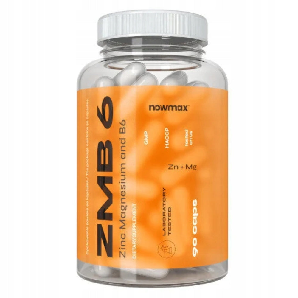 nowmax ZMA + B6 90 kaps ZINC MAGNESIUM VITAMIN B6 NERVOUS SYSTEM TESTOSTERONE Packaging status original